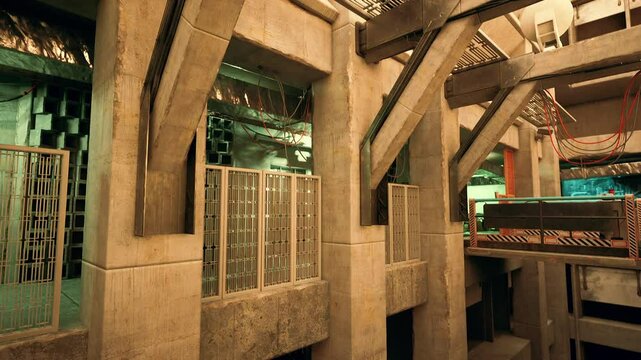 A very large building featuring a plethora of windows, dominating the urban landscape.