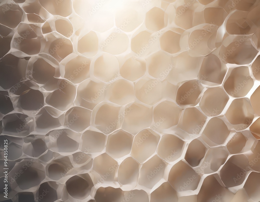 Aufkleber a close-up view of a honeycomb-like pattern composed of hexagonal cells, with a warm, golden-brown h