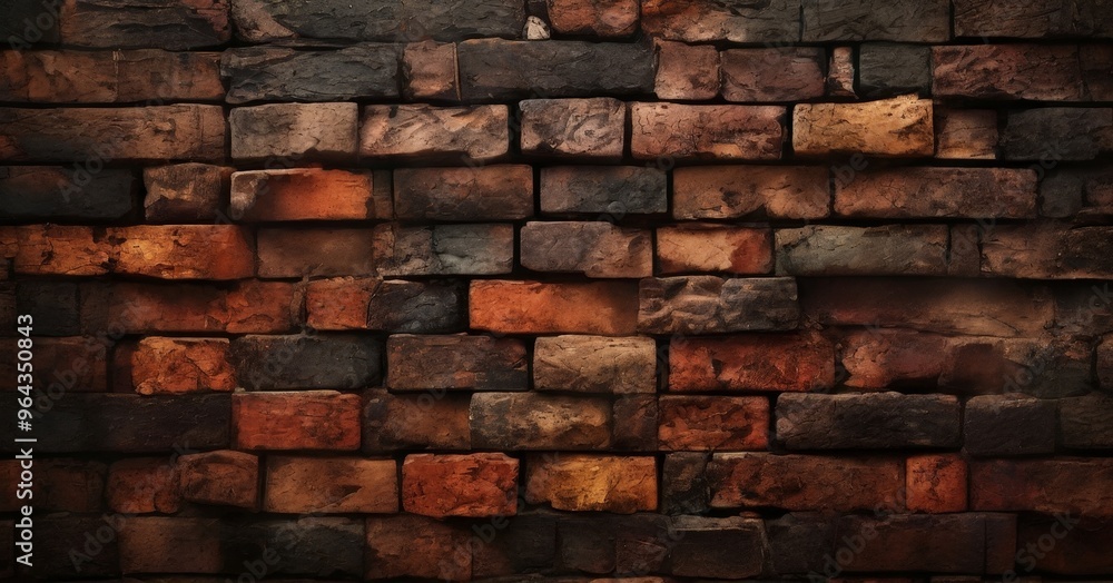 Poster a close-up view of a brick wall, showcasing the intricate patterns and textures of the bricks, with 