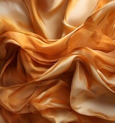 Obraz premium a close-up view of a flowing, textured fabric in shades of orange and beige, with a soft, flowing appearance.