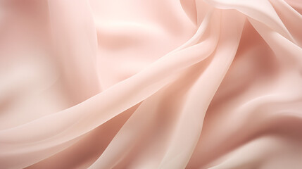 Obraz premium Light blush pink chiffon fabric with soft flowing folds, elegant abstract background with copy space