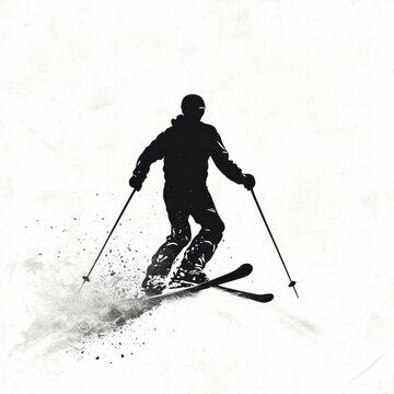 black skier skiing down snowy slope clip art preview