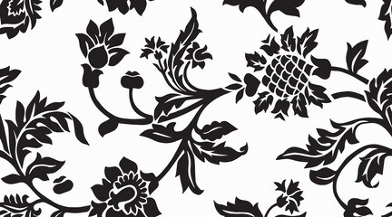 Fototapeta premium flower print dyed linen texture background. Seamless woven repeat batik pattern swatch. Floral organic distressed block print all over