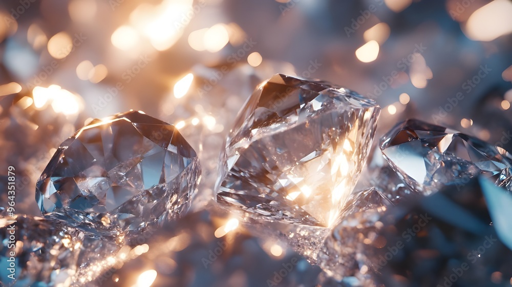 Poster raw diamond's gleaming texture captured in close-up image