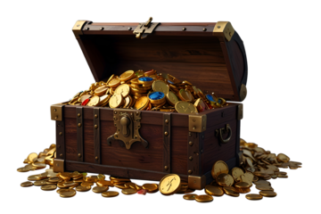 treasure chest with gold coins cut out