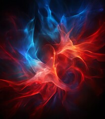 swirling pattern of red and blue hues, with the red and blue colors appearing to swirl and dance around each other, creating a sense of movement and energy.