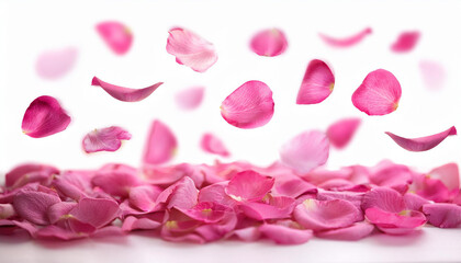 Elegant pink rose petals on white background. Perfect for special events and romance.
