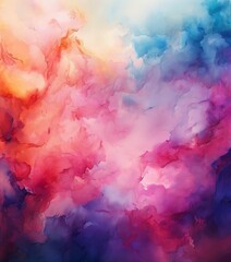 Fototapeta premium a vibrant abstract painting featuring a swirling pattern of pink, orange, blue, and purple hues, creating a dynamic and energetic visual experience.