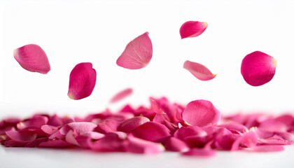 Elegant pink rose petals on white background. Perfect for special events and romance.