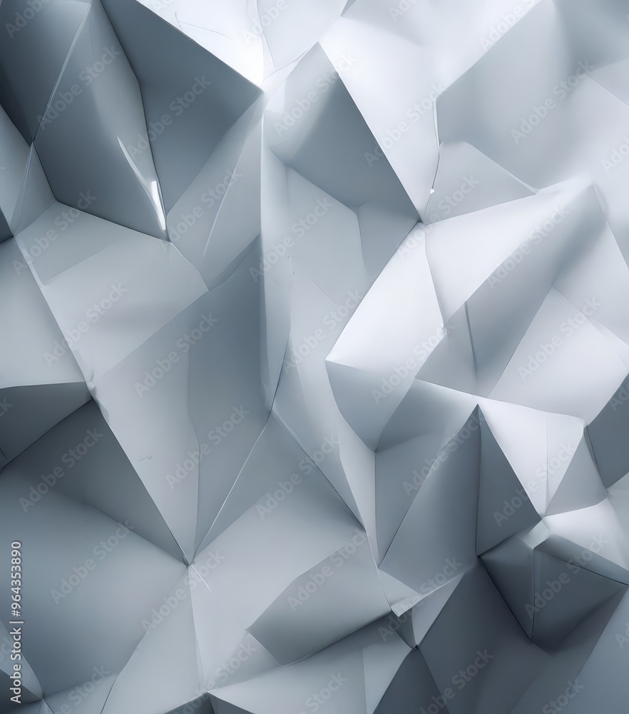 Aufkleber a close-up view of a crumpled, white paper surface with a geometric pattern of overlapping triangula