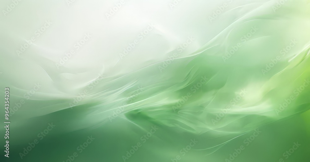 Poster soft, abstract background with a blend of green and white colors, creating a serene and ethereal atm