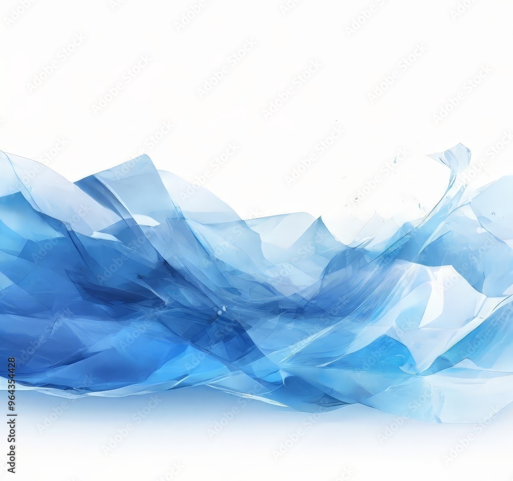 Poster dynamic, abstract representation of water, with blue and white hues that create a sense of movement 
