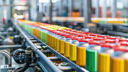 Enhanced production of canned goods and snacks through efficient automation in food processing plants. Concept Food Processing Automation, Canned Goods Efficiency, Snack Production Enhancement 