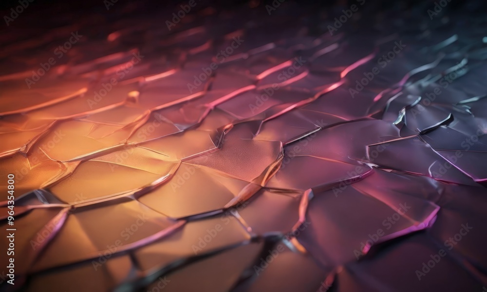 Poster a close-up view of a textured surface with a gradient of colors, transitioning from warm orange to c