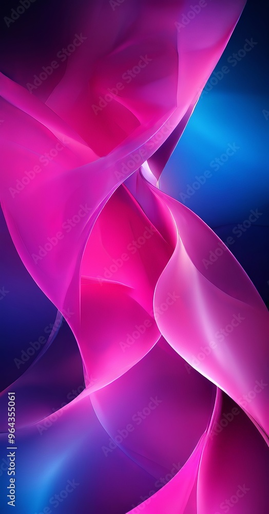 Poster vibrant abstract composition of pink and blue hues, with a gradient effect transitioning from deep p
