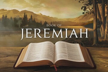 An epic cinematic presentation of the Book of Jeremiah. An open bible with the words Book of Jeremiah is displayed.