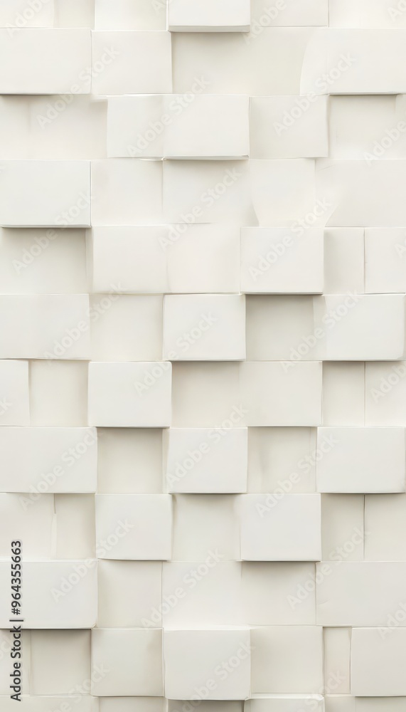 Poster a white, geometric pattern composed of square tiles arranged in a grid-like fashion, creating a visu