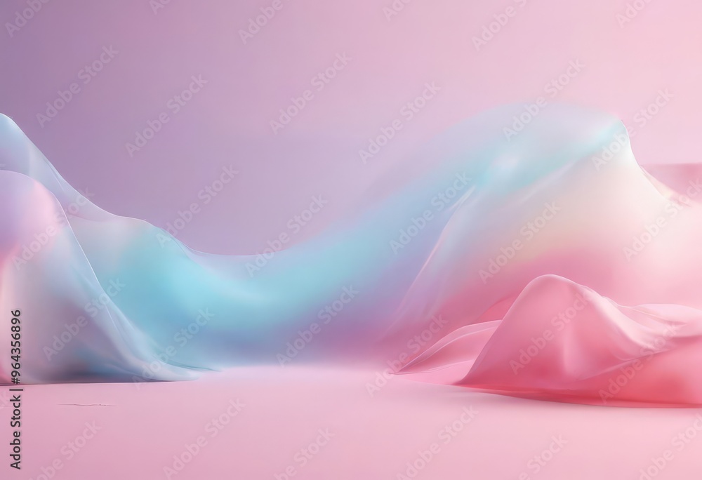 Poster soft, abstract representation of a flowing, wave-like shape in pastel colors, with a gradient transi