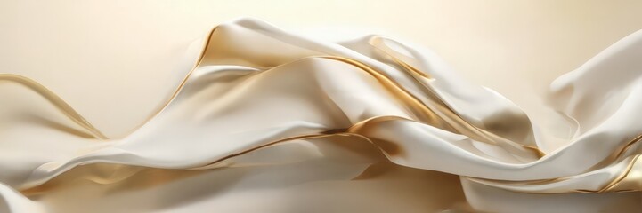 Fototapeta premium a flowing, white fabric with gold accents, creating a sense of movement and elegance.