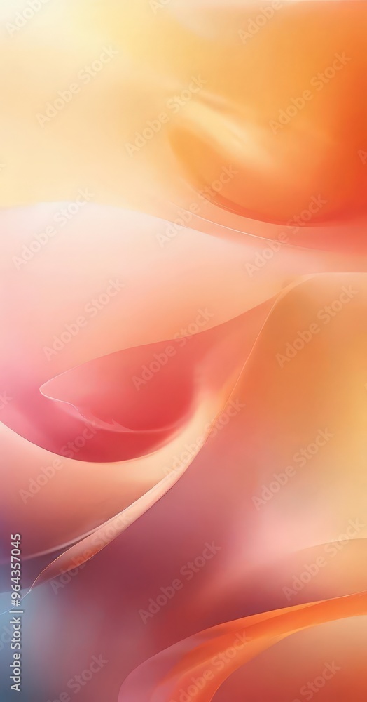 Poster a vibrant abstract composition featuring a gradient of warm hues, transitioning from a soft pink at 