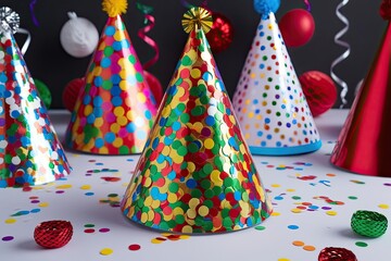 Colorful Confetti Birthday Party Hats for Joyful Celebrations