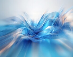 Naklejka premium dynamic abstract composition of blue and white hues, with a sense of movement and fluidity. The background is a light blue gradient, providing a contrast to the vibrant blue and