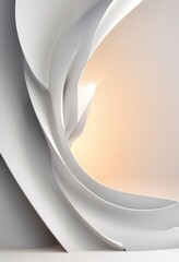 Obraz premium white, abstract sculpture with curved, overlapping shapes that create a sense of movement and dynamism. The sculpture is set against a gradient background transitioning from