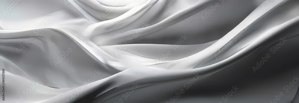 Poster a close-up view of a flowing, white fabric with a smooth, wavy texture. the fabric appears to be mad