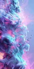 vibrant abstract composition of swirling, multicolored fluid, with a gradient of blue, pink, and purple hues. The fluid appears to be in motion, creating a dynamic and visual effect.