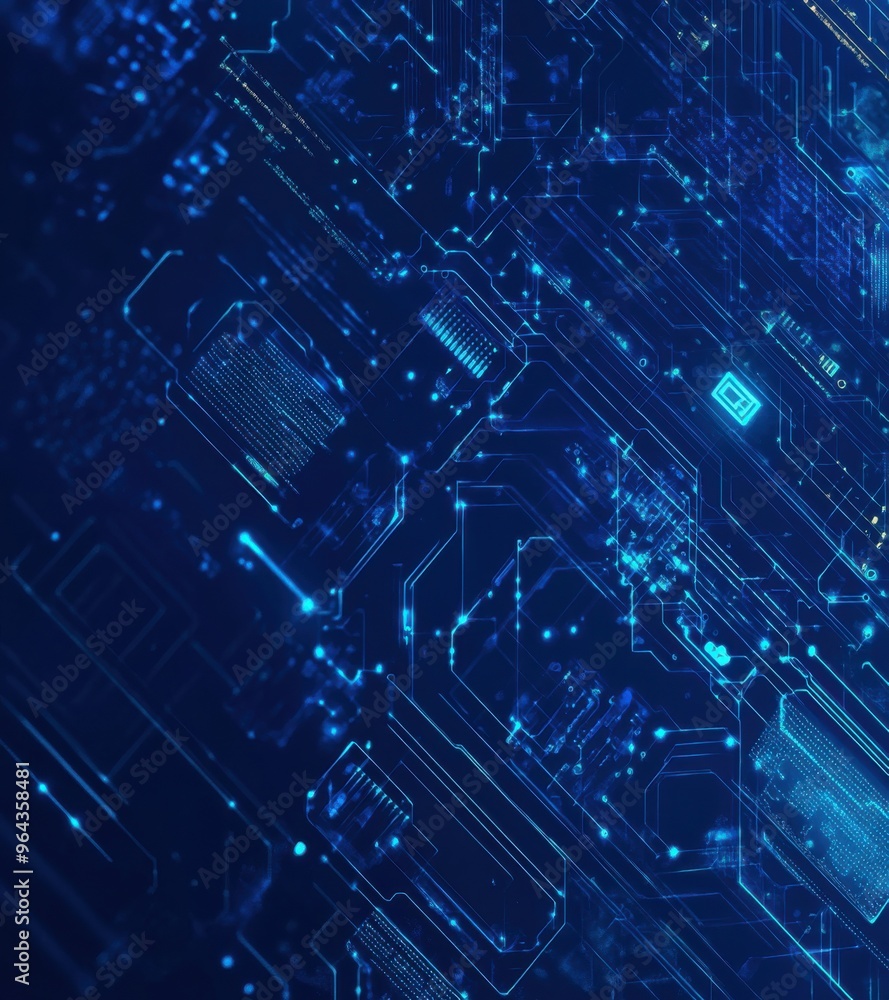 Poster abstract digital technology background with circuit board pattern in blue for it website design