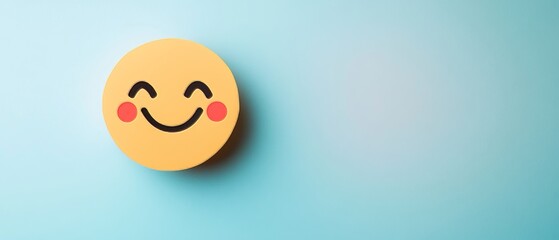 Fototapeta premium a smile emoticon from paper on soft color background