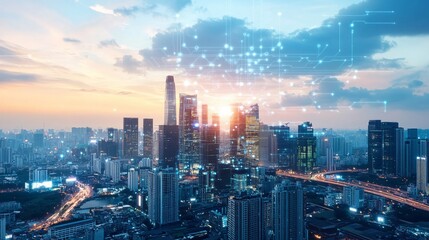 Obraz premium AI-controlled city advanced infrastructure