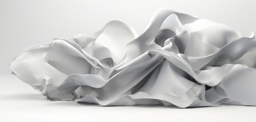 Abstract a white, flowing, wavy shape resembling a cloud or a piece of paper.