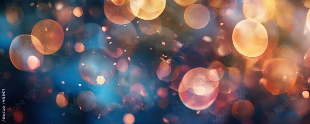 Poster vibrant display of bokeh lights, with a mix of warm and cool tones, creating a dynamic and visually 