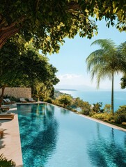 Serene Infinity Pool Overlooking the Ocean at a Luxury Resort