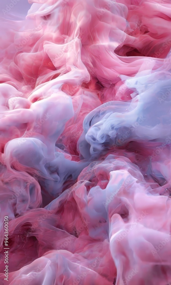 Poster vibrant abstract composition of pink and purple hues, with a sense of movement and fluidity. the col
