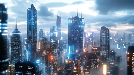 Obraz premium AI-driven cityscape advanced technology