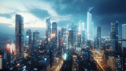 Fototapeta premium AI-driven society futuristic city