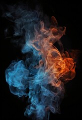 Vibrant smoke swirls and dances against a stark black backdrop, creating a visual spectacle.