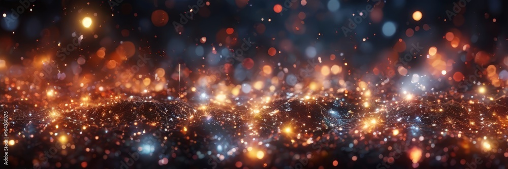 Poster scene of a cityscape at night, with a multitude of lights and bokeh effects creating a mesmerizing a