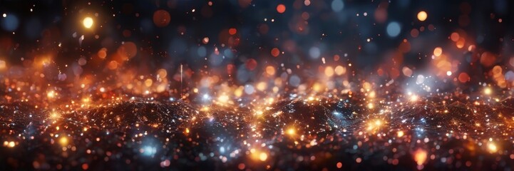 Obraz premium scene of a cityscape at night, with a multitude of lights and bokeh effects creating a mesmerizing and dynamic atmosphere. The city lights, varying in size and color, are