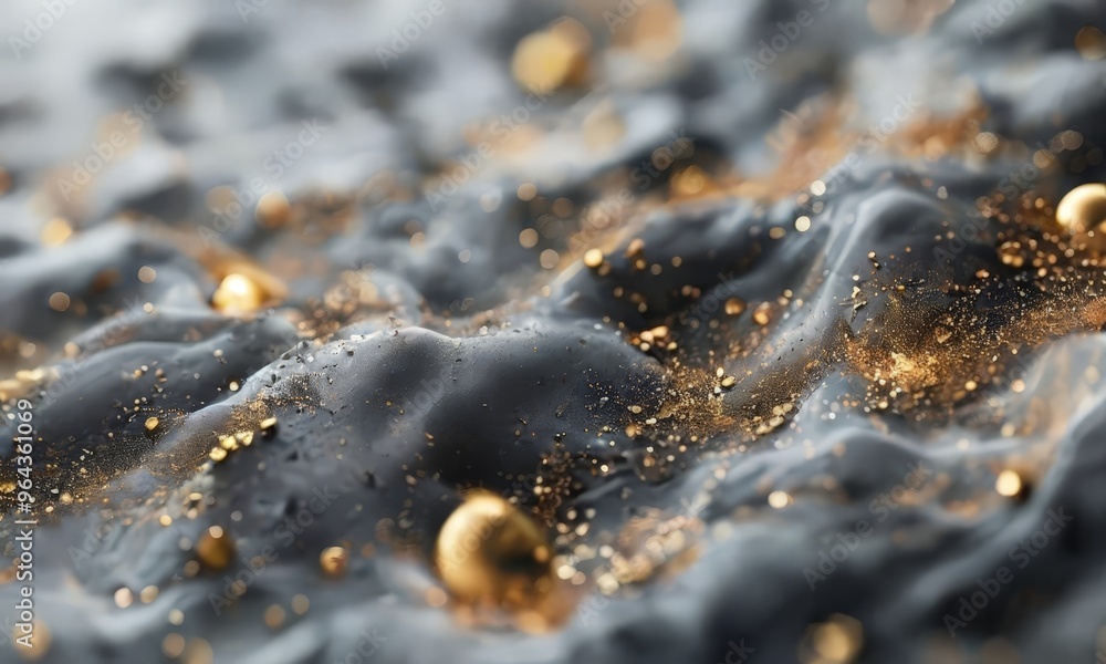 Aufkleber a close-up view of a textured surface with a dark gray color and gold glittering particles scattered
