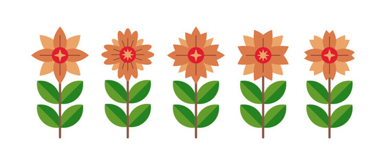 set of flowers in flat style