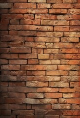 Obraz premium a close-up view of a brick wall, with the bricks arranged in a uniform pattern and displaying a warm, reddish-brown hue.