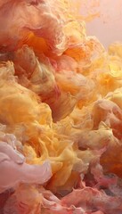 a vibrant abstract painting featuring a swirling pattern of orange, pink, and yellow hues, creating a dynamic and visual experience.