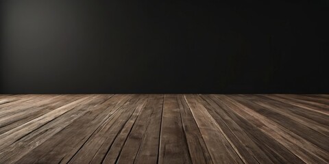 Empty room with a dark background and a wooden floor