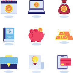 Flat Business and Finance Icons Set Pack 