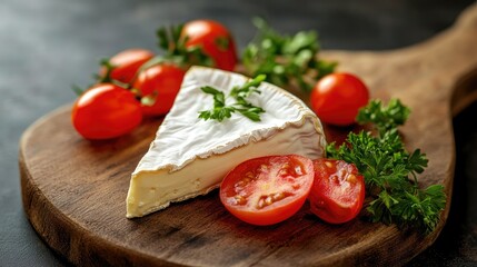 Brie cheese, tomato, parsley. Generative AI