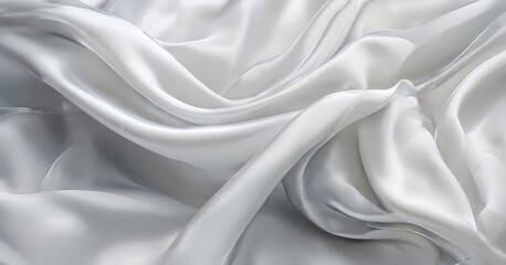 Obraz premium a close-up view of a flowing, white fabric with a soft, smooth texture. The fabric appears to be made of satin or a similar silky material, and it is slightly crumpled, giving it