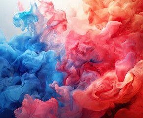 Fototapeta premium vibrant abstract composition of swirling, multicolored smoke or vapor in shades of blue, pink, and orange, creating a dynamic and visually striking effect.